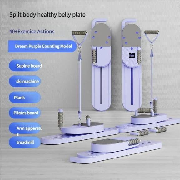 Split Pilates Balance Board: 40+ Multifunctional Exercises, Adjustable 360° Angle with USB Fitness Panel, Dreamy Purple or Matte Blue