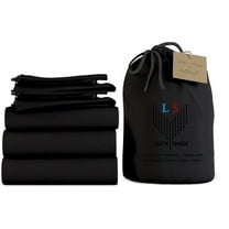 Split Queen 5-Piece Pure Organic Cotton Sheet Set, 1000-Thread-Count, 15 inch Deep Pockets - Black