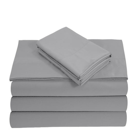 Split Queen 5-Piece Sheet Set, 1000-TC Giza Cotton, 10 inch Deep Pockets - Light Grey