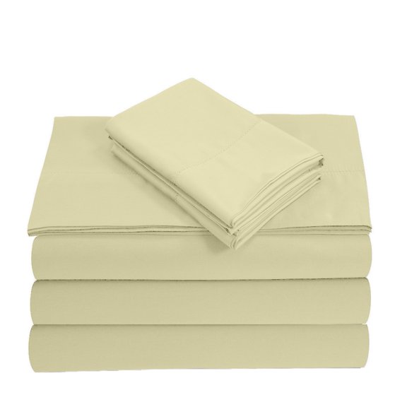 Split Queen 5-Piece Sheet Set, 1000-TC Giza Cotton, 21 inch Deep Pockets - Ivory