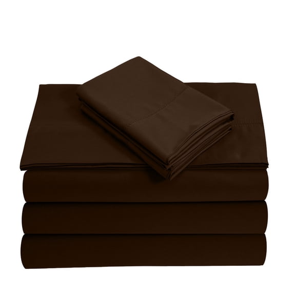 Split Queen 5-Piece Sheet Set, 1000-TC Giza Cotton, 30 inch Deep Pockets - Chocolate