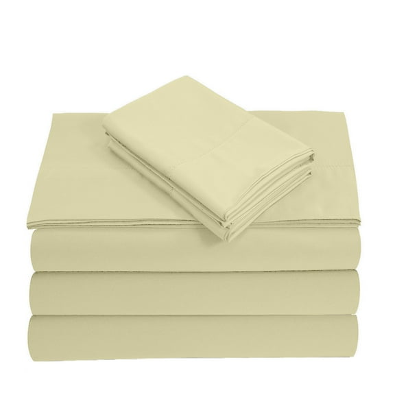 Split Queen 5-Piece Sheet Set, 400-TC Giza Cotton, 25 inch Deep Pockets - Ivory