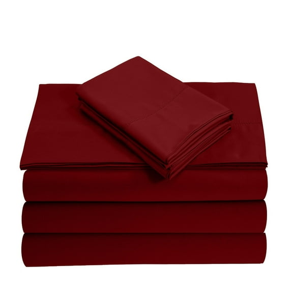 Split Queen 5-Piece Sheet Set, 400-TC Giza Cotton, 30 inch Deep Pockets - Burgundy