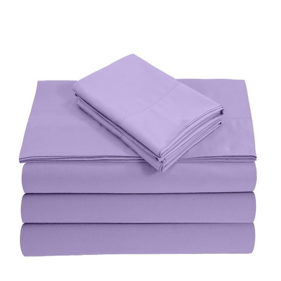 Split Queen 5-Piece Sheet Set, 400-TC Giza Cotton, 30 inch Deep Pockets - Lilac