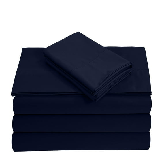 Split Queen 5-Piece Sheet Set, 700-TC Giza Cotton, 25 inch Deep Pockets - Navy Blue