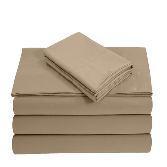 Split Queen 5-Piece Sheet Set, 800-TC Giza Cotton, 10 inch Deep Pockets - Taupe