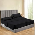 thumbnail image 1 of Split Queen 5 Piece Sheet Set - Breathable & Cooling, Luxury Sheets, 500 TC Egyptian Cotton Sheets, 100% Cotton Split Queen Sheet Set, 7-9" Inch Deep Pocket, Split Queen Size, Black Solid, 1 of 5