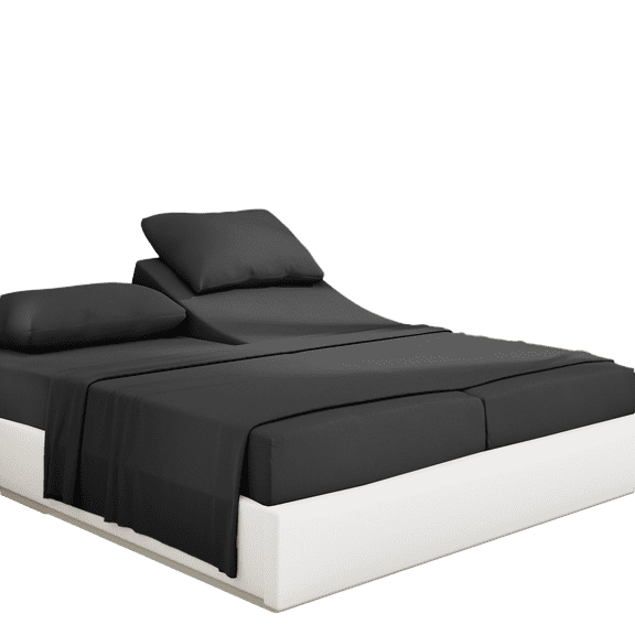 PRATYUX Split Queen 7-PC Sheet Set - 700-TC 100% Egyptian Cotton, 10" Deep Pockets - Dark Grey