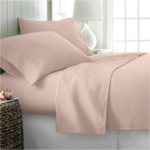 Split-Queen Bed Sheet Set (5-Pieces) Adjustable Bed Sheets - 800 Thread Count 100% Egyptian Cotton - 12" Deep Pocket of Fitted Sheet -(Split Queen, Blush Solid)