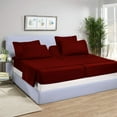 thumbnail image 1 of Split Queen Bed Sheet Set 5Pcs Adjustable Bed Sheets - 12" Deep Pocket of Fitted Sheet 800 Thread Count 100% Pure Egyptian Cotton - (Split Queen, Burgundy Solid), 1 of 8