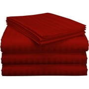 Split Queen Bed Sheet Set 5Pcs Adjustable Bed Sheets - 15" Deep Pocket of Fitted Sheet 800 Thread Count 100% Pure Egyptian Cotton - (Split Queen, Burgundy Stripe)