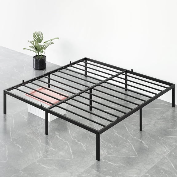 Split Queen Metal Platform Bed Frame with Storage – Steel Slat Support, Heavy-Duty, Easy Assembly, 14 in