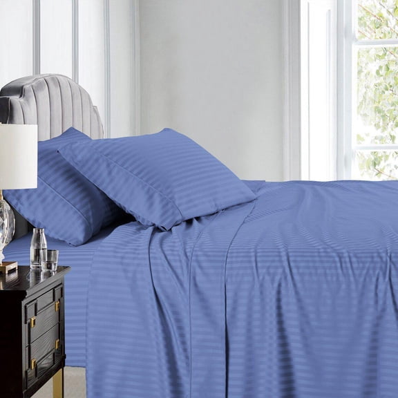 Split Queen Sheet Set 608 Thread Count 100% Cotton Damask Stripe