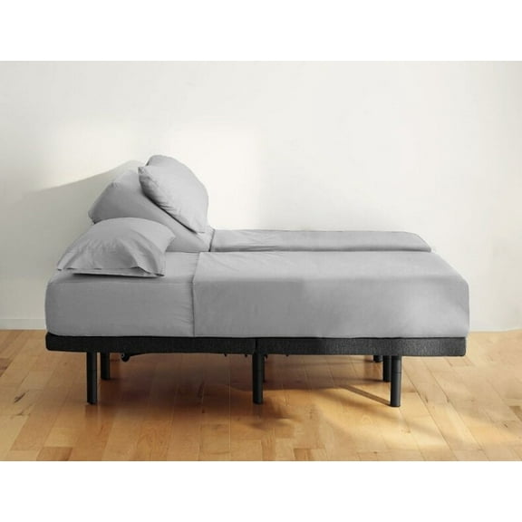 Split Queen Sheet Set 700-Thread-Count 100% Egyptian Cotton 5 PC 10" Deep Pocket Mattress - Light Grey