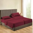 thumbnail image 1 of Split Queen Sheets Sets for Adjustable Bed Cotton, Luxury Sheets 100% Egyptian Cotton - 500 TC - Designed for Split Bed, Fit- ( 25-30" Inch Deep Pockets ) ( Split-Queen ) Burgundy Stripe, 1 of 5