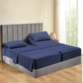 thumbnail image 1 of Split Queen Sheets Sets for Adjustable Bed Cotton, Luxury Sheets 100% Egyptian Cotton - 500 TC - Designed for Split Bed, Fit- ( 25-30" Inch Deep Pockets ) ( Split-Queen ) Med. Blue Solid, 1 of 5