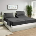 thumbnail image 1 of Split Queen Sheets Sets for Adjustable Bed - 700-Thread-Count 100% Egyptian Cotton, Sateen Weave 18-Inch Deep Pockets 700-TC Bedsheet - Dark Grey, 1 of 7