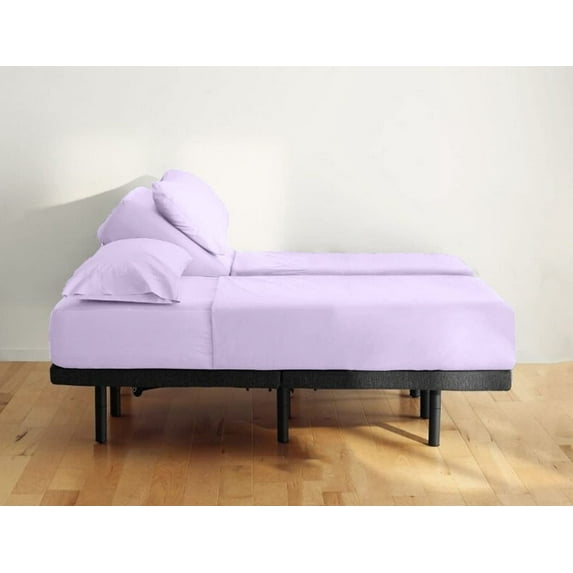 Split Queen Size Bed Sheet Set 5 Piece, ( 2 Fitted Sheet, 1 Flat Sheet and 2 Pillowcases ) 100% Egyptian Cotton, 18" Deep Pocket, 600 Thread Count, Cool and Breathable - -Lavender Solid