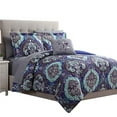 thumbnail image 1 of Split Reversible Printed Complete Bed Set, Blue - King Size - 8 Piece, 1 of 1