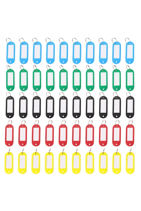 Split Ring Keyring Plastic Name Card Key ID Label Tags Multicolor 50 Pcs