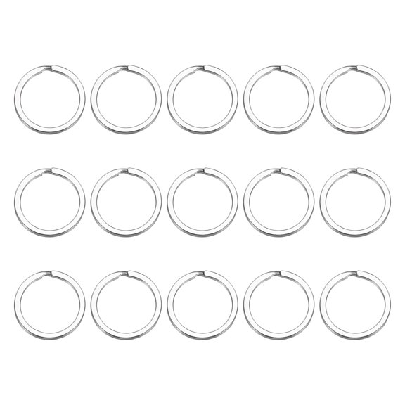 Split Rings, 0.08" Thick 1.1" OD 304 Stainless Steel Open Jump Ring Solid Flat Keychain Loop Buckle for Keychains Car Key Hanging, 15pcs