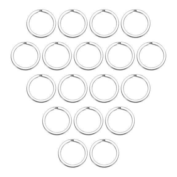 Split Rings, 0.08" Thick 1.1" OD 304 Stainless Steel Open Jump Ring Solid Flat Keychain Loop Buckle for Keychains Car Key Hanging, 30pcs