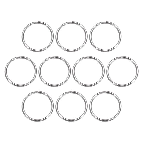 Split Rings, 0.08" Thick 1.26" OD 304 Stainless Steel Open Jump Ring Solid Keychain Loop Buckle for Keychains Car Key Hanging, 10pcs