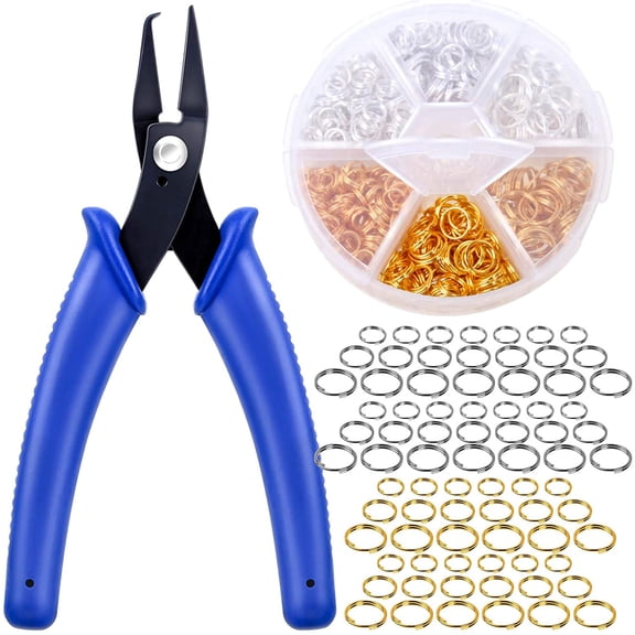 Split Rings for Jewelry Making, 700pcs Small Split Ring with Split Ring Pliers, Double Closed Jump Rings Craft Jump Loops Opener for Necklaces and Bracelets