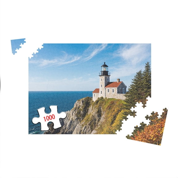 Split Rock Lighthouse Jigsaw Puzzle 1000 Pieces for Adults 29.5x19.7 Inch Challenging Landscape Puzzle Coastal Scene Artwork Home Decoration Relaxing Activity
