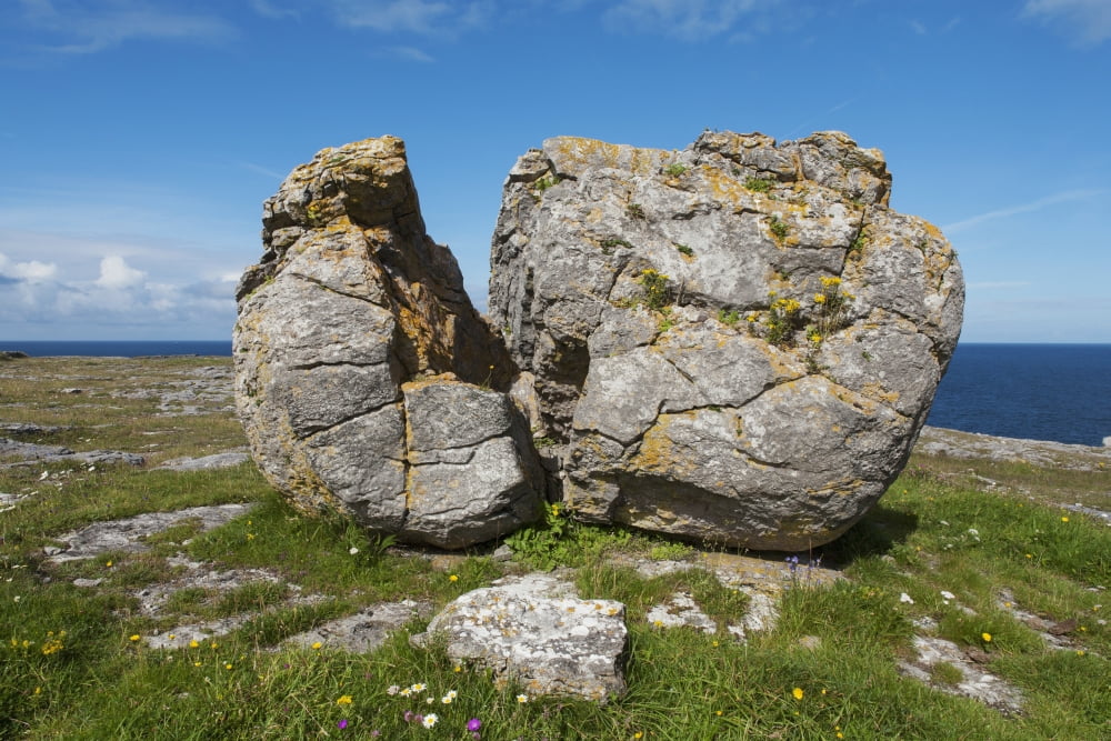 Split Rock near Fanore Burren County Clare Ireland Canvas Art - Carl Bruemmer Design Pics (19 x 12)