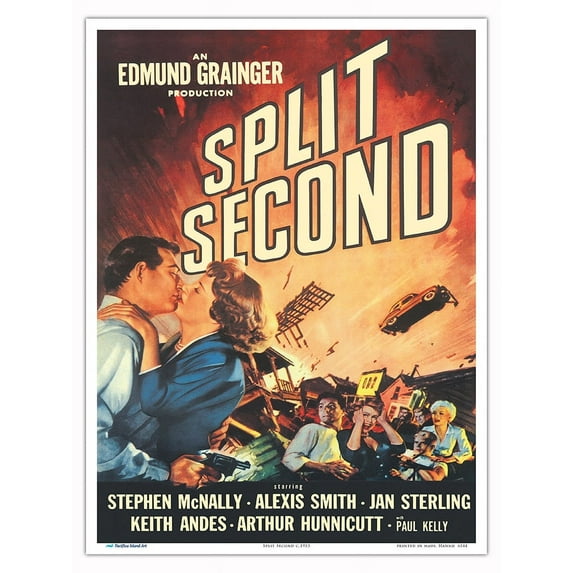 Split Second - Vintage Film Noir Movie Poster c.1953 - Master Art Print (Unframed) 9in x 12in