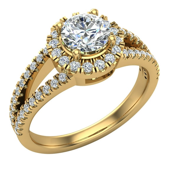 Split Shank Halo Diamond Ring 1.20 CTW Engagement Ring 14K Gold