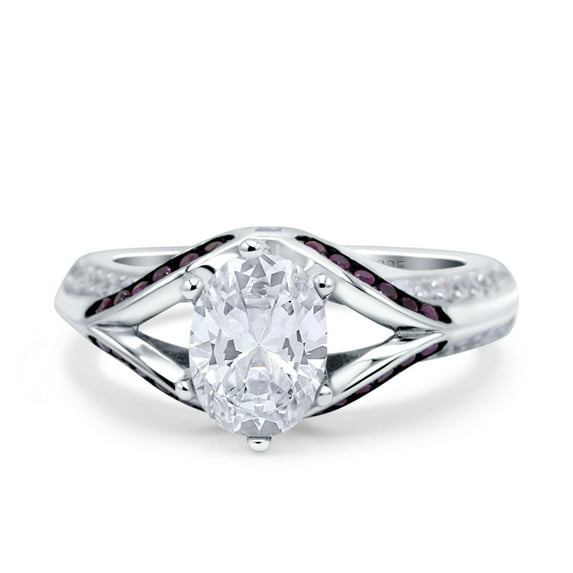 Split Shank Halo Oval Wedding Engagement Ring Simulated CZ 925 Sterling Silver