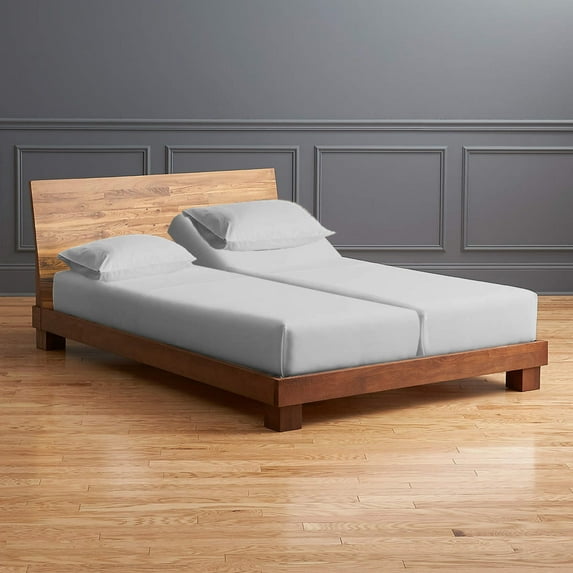 Split Sheet Set for Adjustable Beds - 100% Egyptian Cotton 300-TC 5-PC (2 Fitted Sheets, 1 Flat Sheet, 2 Pillowcases) Soft Breathable Split Set, 15" Deep Pockets - Split California King, Light Grey