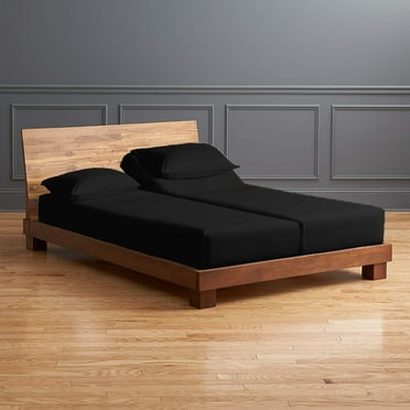 Split Sheet Set for Adjustable Beds - 100% Egyptian Cotton 300-TC 5-PC (2 Fitted Sheets, 1 Flat Sheet, 2 Pillowcases) Soft Breathable Split Set, 24" Deep Pockets - Split California King, Black