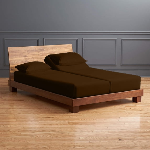 ABORN Egyptian Cotton 400-TC 5-PC Bedsheet 15" Deep Pockets - Split California King, Chocolate