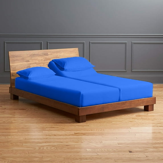ABORN 100% Egyptian Cotton Bedsheet 600-TC 5-PC 28" Deep Pockets - Split California King, Royal Blue