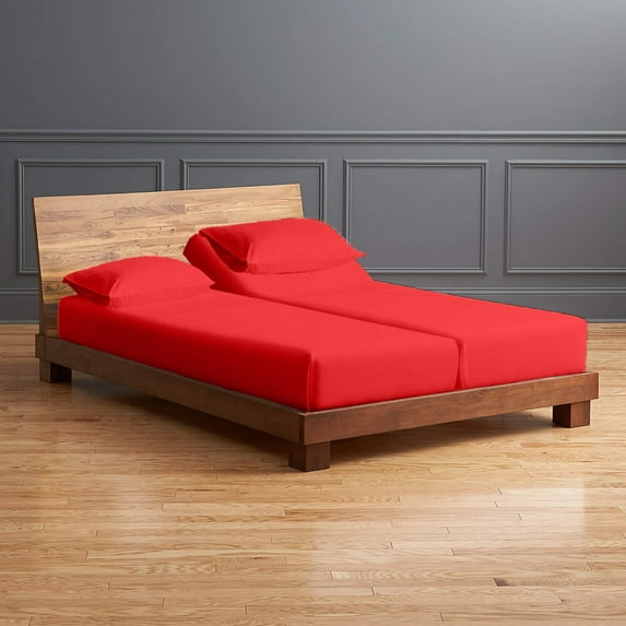 ABORN 100% Egyptian Cotton Bedsheet 600-TC 5-PC 24" Deep Pockets - Split California King, Blood Red