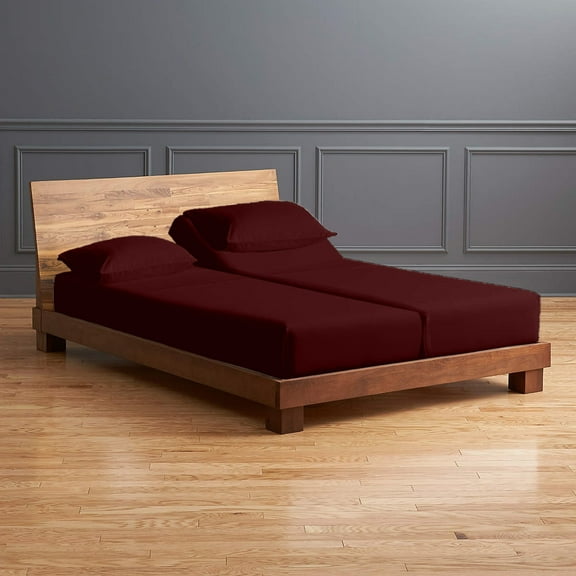 ABORN 100% Egyptian Cotton Bedsheet 600-TC 5-PC 18" Deep Pockets - Split Queen, Wine