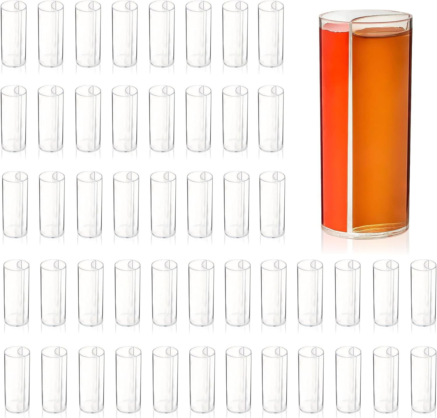 Split Shooters Divided Test Tube Plastic Shot Glasses Clear Plastic