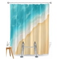 thumbnail image 1 of Split Shower Curtain for Transfer Bench, Aqua Blue Beach Fabric Shower Curtains for Bathroom, Summer Seaside Ombre Tub Sliding Transfer Bench Waterproof Bath Curtains 72"x72", 1 of 9