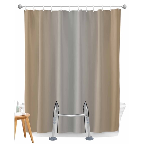 Split Shower Curtain for Transfer Bench, Beige Gray Ombre Fabric Shower Curtains for Bathroom, Modern Gradient Abstract Art Tub Sliding Transfer Bench Waterproof Bath Curtains 72"x72"