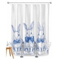 thumbnail image 1 of Split Shower Curtain for Transfer Bench, Blue Bunny Easter Fabric Shower Curtains for Bathroom, Vintage Rabbit Spring Floral Tub Sliding Transfer Bench Waterproof Bath Curtains 72"x96", 1 of 9