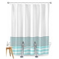 thumbnail image 1 of Split Shower Curtain for Transfer Bench, Blue Striped Fabric Shower Curtains for Bathroom, Modern Farmhouse Stripes Tub Sliding Transfer Bench Waterproof Bath Curtains 72"x72", 1 of 9