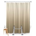 thumbnail image 1 of Split Shower Curtain for Transfer Bench, Brown Beige Fabric Shower Curtains for Bathroom, Gradient Monochrome Modern Country Tub Sliding Transfer Bench Waterproof Bath Curtains 72"x72", 1 of 9