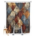 thumbnail image 1 of Split Shower Curtain for Transfer Bench, Brown Gray Plaid Fabric Shower Curtains for Bathroom, Country Abstract Gradient Chic Check Tub Sliding Transfer Bench Waterproof Bath Curtains 72"x72", 1 of 9