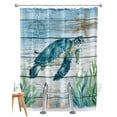 thumbnail image 1 of Split Shower Curtain for Transfer Bench, Coastal Turtle Fabric Shower Curtains for Bathroom, Nautical Ocean Shells Seaweeds Starfish Tub Sliding Transfer Bench Waterproof Bath Curtains 72"x84", 1 of 9