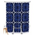 thumbnail image 1 of Split Shower Curtain for Transfer Bench, Navy Blue Boho Fabric Shower Curtains for Bathroom, Farmhouse Abstract Floral Aesthetic Tub Sliding Transfer Bench Waterproof Bath Curtains 72"x78", 1 of 9
