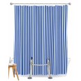 thumbnail image 1 of Split Shower Curtain for Transfer Bench, Navy Blue Stripe Fabric Shower Curtains for Bathroom, Modern White Vertical Striped Geometric Tub Sliding Transfer Bench Waterproof Bath Curtains 72"x78", 1 of 9