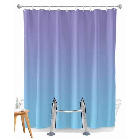 Split Shower Curtain for Transfer Bench, Ombre Blue Purple Fabric Shower Curtains for Bathroom, Colorful Painting Tub Sliding Transfer Bench Waterproof Bath Curtains 72"x72"